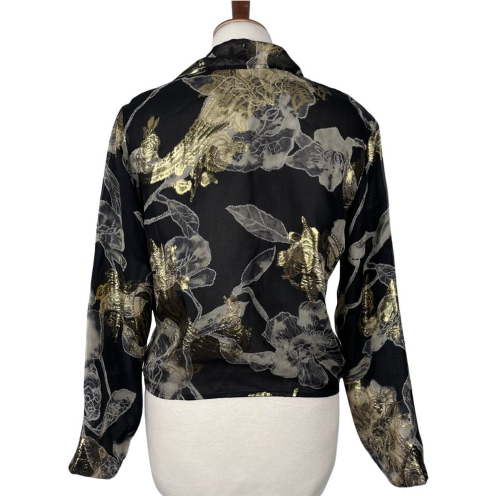 Chico's Silk Goldie Floral Tropez Jacket Size 0 - Picture 5 of 8